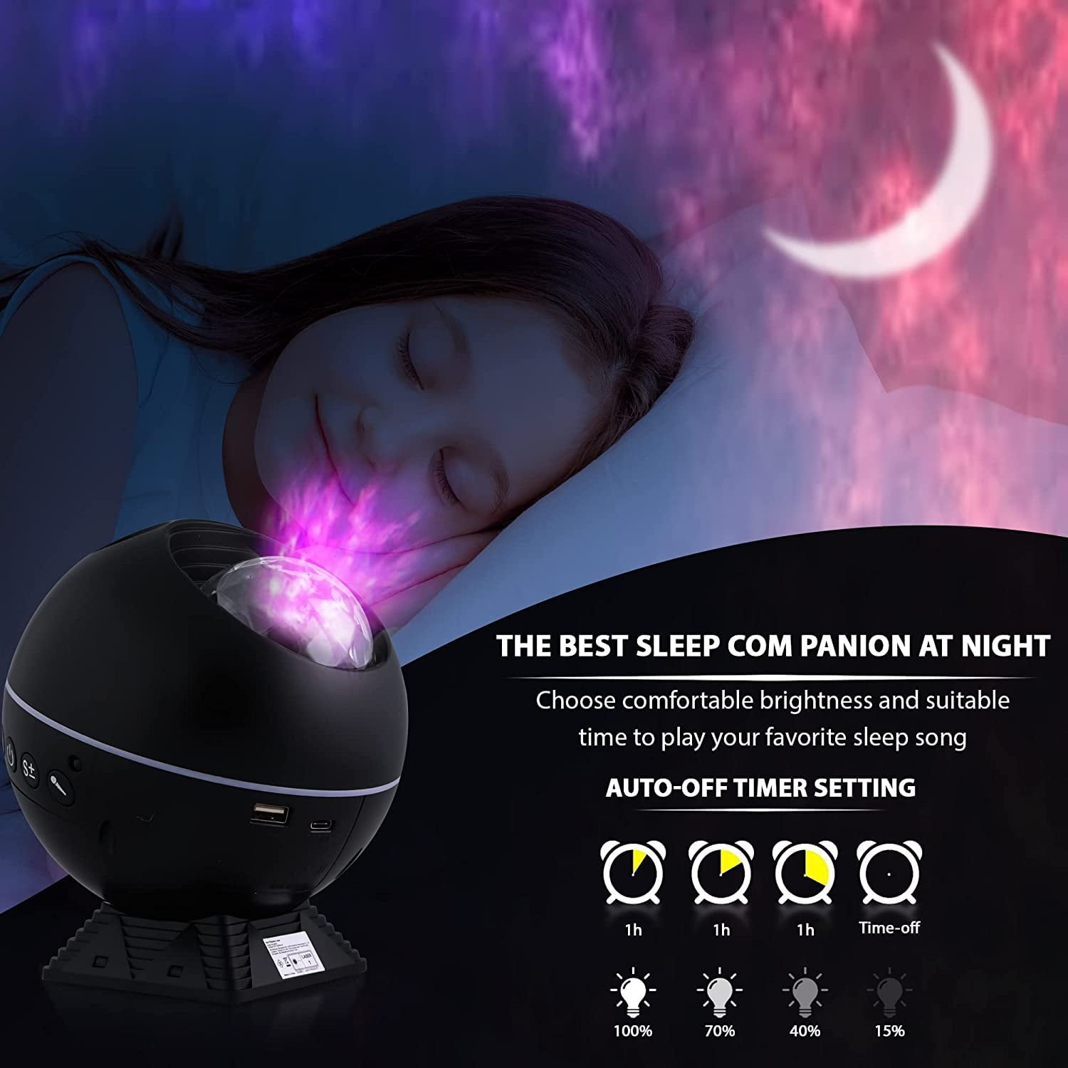 Rossetta Star Projector Next Generation Galaxy Projector Night Light,  Remote Control & 10 White Noise Sounds, Firefly Stars