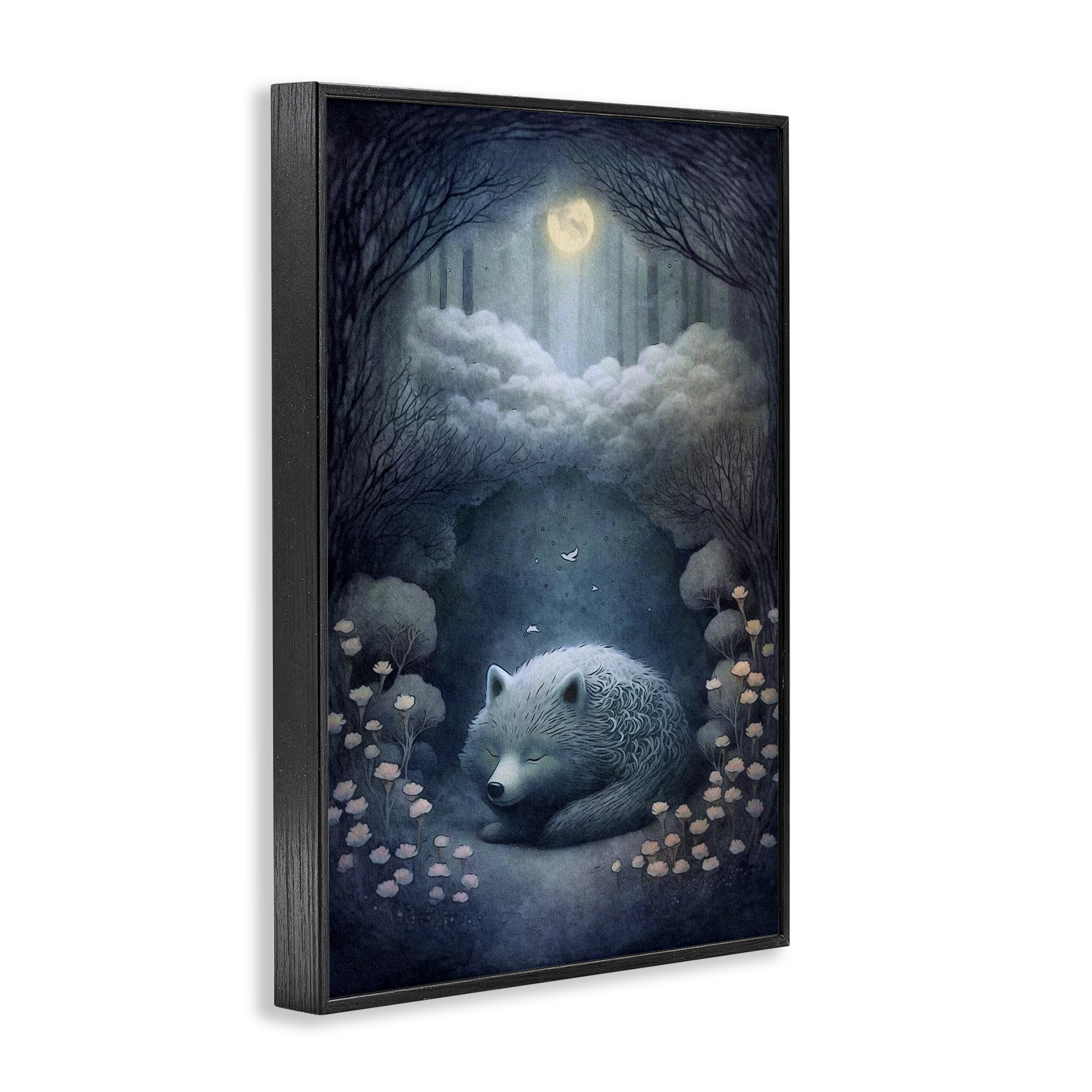 Stupell Industries Mystic White Wolf Landscape Painting Black Framed Art Print Wall Art, 20 x 30