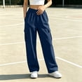 thumbnail image 6 of Cmfcve Casual Sweatpants for Women Wide Leg Elastic Waist Cargo Pants Straight Athletic Pants with Pockets, 6 of 7