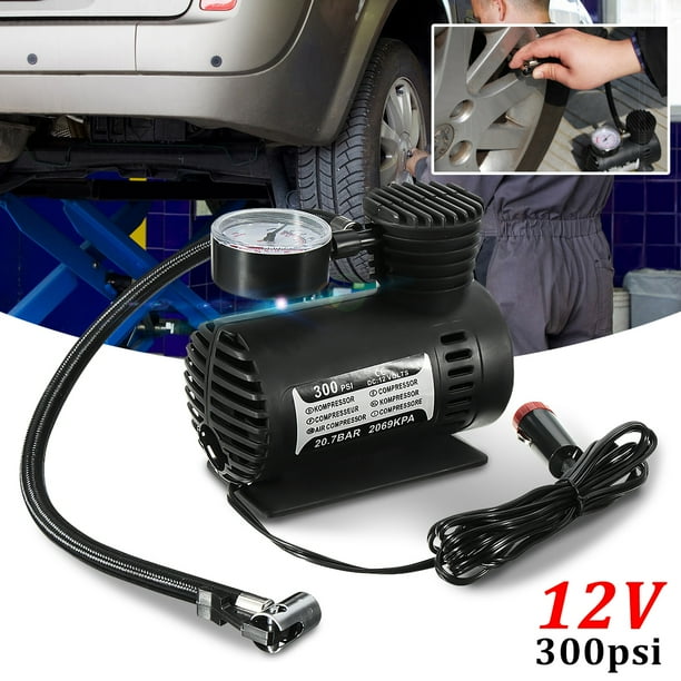 300 PSI 12V Portable Mini Air Compressor Electric Tire Inflator Pump