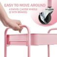 thumbnail image 3 of KK KINGRACK 3-Tier Rolling Cart, Metal Utility Cart with Wheels ,Office School Organizer, Pink, 3 of 6