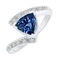 thumbnail image 2 of AFFY (1.3ct) Simulated Blue Sapphire & White Diamond Bypass Engagement Ring In 14k White Gold With Ring Size 6.5, 2 of 2