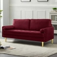 thumbnail image 6 of LiangFu 67" Modern Velvet Loveseat 2-Seat Sofa with Golden Frosted Legs Mid Century Sofa Compact Love Seat with 2 Pillows for Livingroom, Apartment,RED, 6 of 7