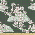 thumbnail image 2 of Ambesonne Japanese Fabric by the Yard Upholstery, Sakura Branches Greyscale, 3 Yards, Magenta Grey and White, 2 of 5