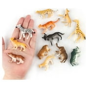 Safari Animals Figures,12pc Realistic Playset Toys Zoo Animals,Mini Safari Animals Figures Toys,Realistic Jungle Zoo Animal Figurines Cake Topper Toy Set Christmas Birthday Easter Egg Gift,