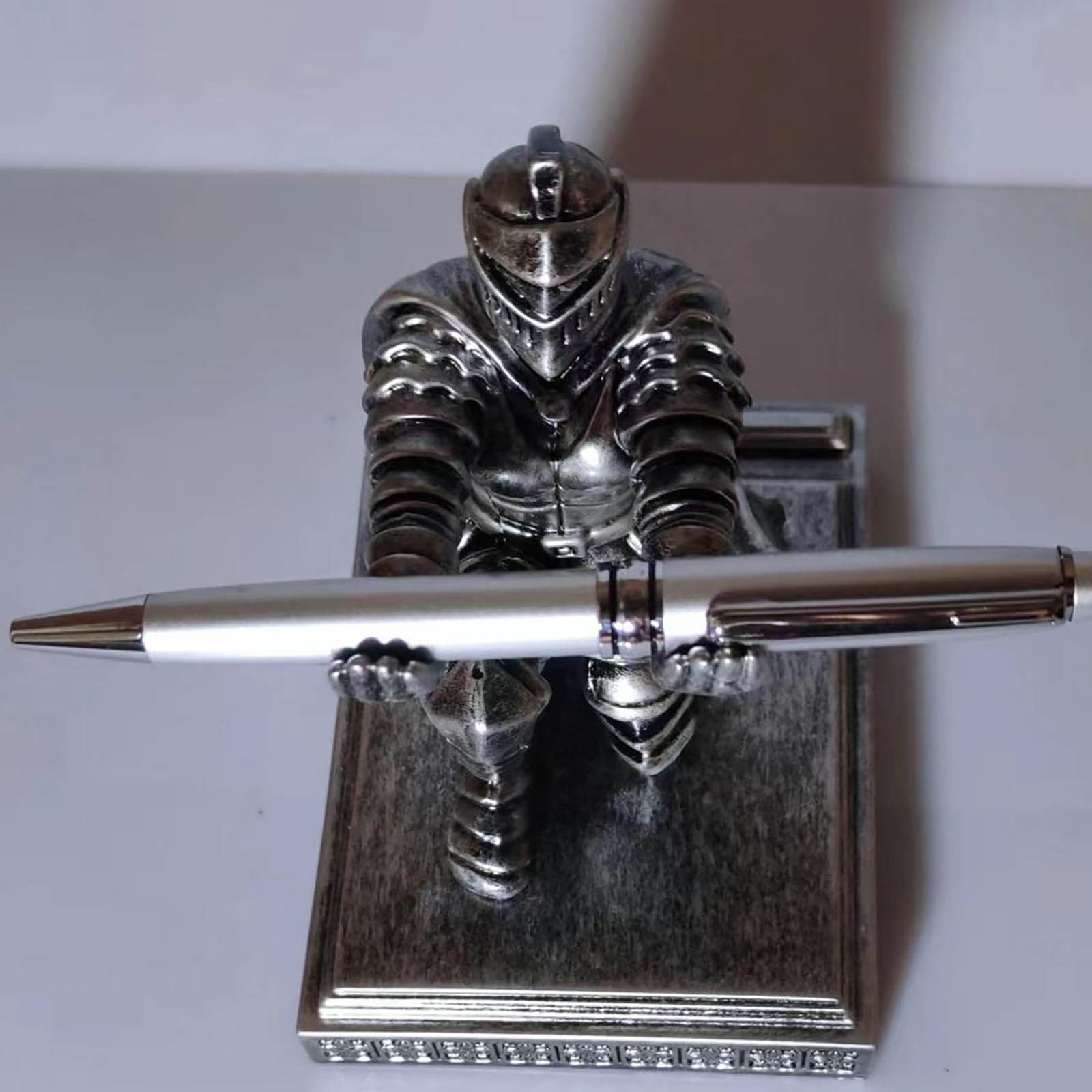 Soldier Knight Desk Organizer - Style Pen Holder & Phone Stand, Cool Office Accessory Gift for Men - Executive Home Office Decor -