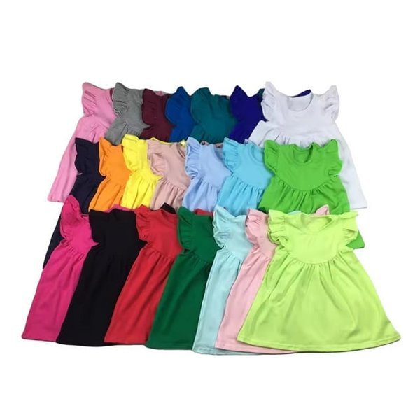 Robe en Coton de Couleur Unie pour Bébés à Tout-Petits