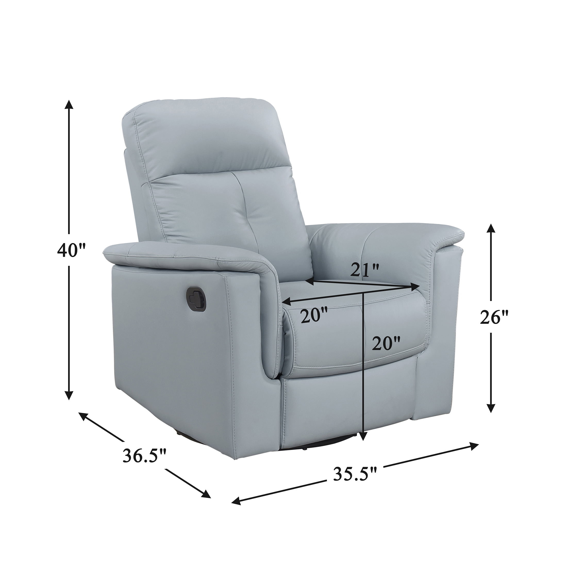 OakvillePark Willowmar Leather Match Swivel Glider Recliner Chair, Blue