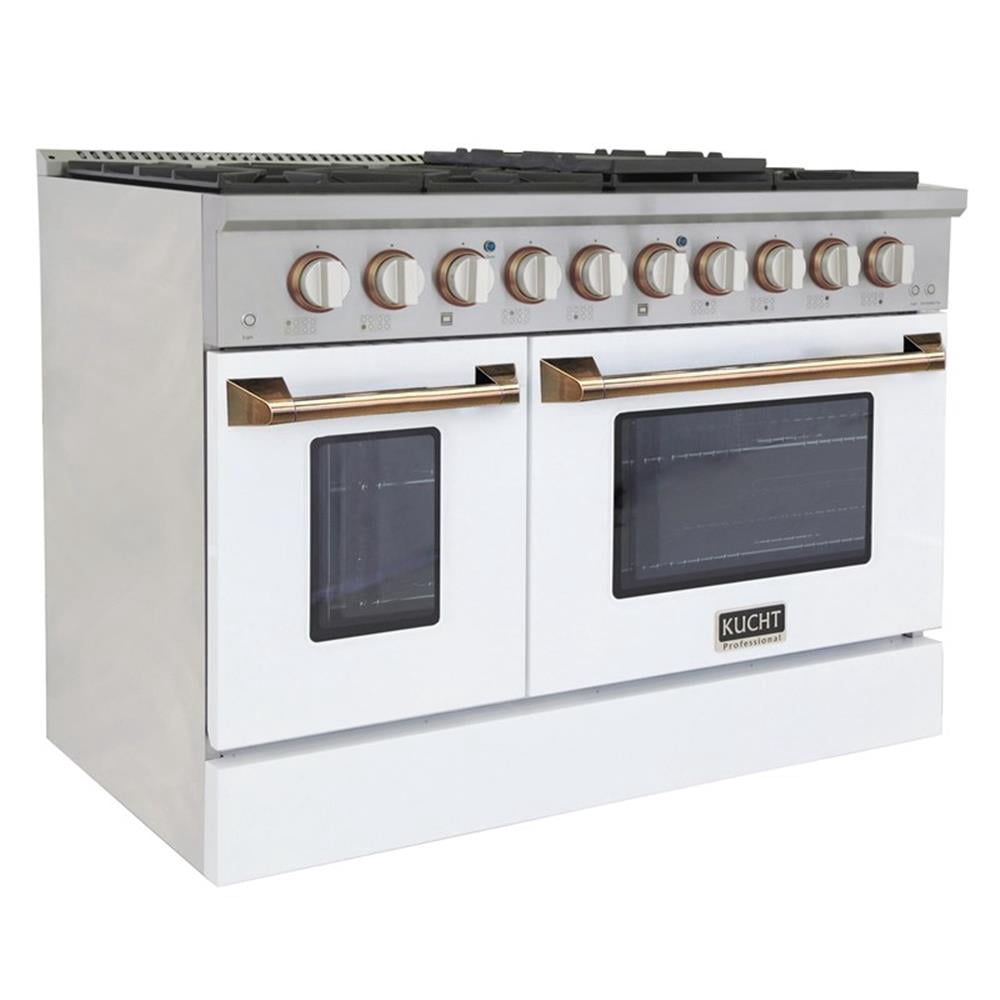 Pemberly Row 48" 6.7 cu. ft. Dual Fuel Range for Propane Gas in White and Gold