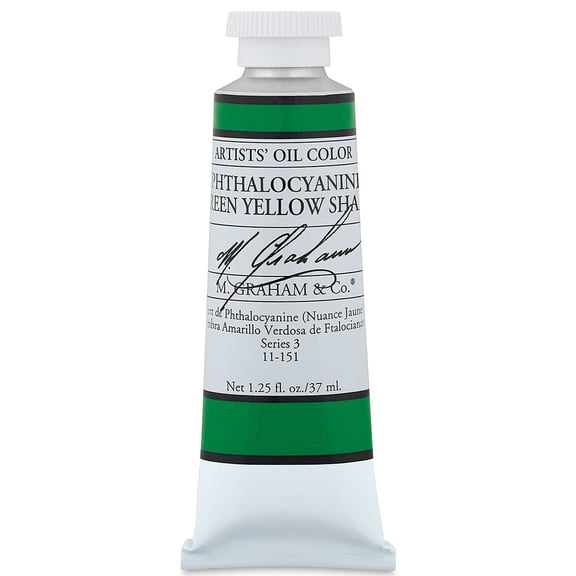 M. Graham Artists' Oil Color - Phthalocyanine Green Yellow Shade, 37 ml tube