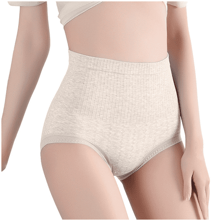 Fulorrnie Underwear for Women Plus Size Seamless Comfort High Waisted Panty Waistband Banded Waist Stretchable Panties  Beige  One Size
