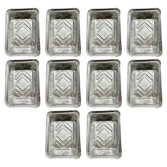 Bewildely Paquete de 10 sartenes de papel de aluminio, accesorios para el hogar, contenedor de alimentos rectangular de gran capacidad de una Herramientas y accesorios para hornear tapa de 1000ml