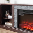 thumbnail image 6 of PAPROOS 70" Fireplace TV Stand for TVs up to 75", Farmhouse Entertainment Center with 23" Electric Fireplace, Faux Stone Media Console with Glass Doors and Adjustable Shelves, Cherry, 6 of 10