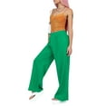 thumbnail image 4 of Franhais Women Casual Wide Leg Pants Female Basic Elastic Waist Solid Color Loose Trousers, 4 of 6
