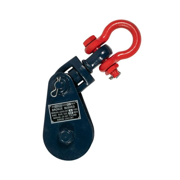 4 Ton Snatch Block with Shackle for 1/2" Wire Rope – 4-1/2" Sheave Tree Sling & Tow Wrecker – Heavy Duty Pulley Block for Towing, Lifting, Rigging Use