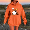 thumbnail image 2 of Womens Fall Winter Oversized Hoodies Funny Halloween Graphic Long Sleeve Pullover Sweatshirts with Pocket Halloween Hoodie for Women Men Casual Hoody Halloween Party Costume, Orange XS, 2 of 4