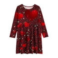 thumbnail image 6 of Girls Dresses Size 10-12 Valentine's Day Heart Printed A Line Dress Crewneck Long Sleeve Dress, 6 of 6