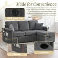 thumbnail image 4 of Living Room Sofas UNITED WE WIN L-Shaped Sectional Sofa with Pull-Out Storage,Ottoman & Pillows 3-Seat with USB Charging,Cup Holder, Convertible Design for Living Room, Apartment, Corduroy Fabric,Com, 4 of 20