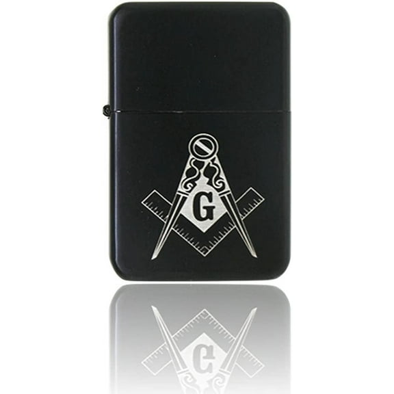 Gifts Infinity® Masonic Freemasonry Matt Black Finish Wind Proof Oil Lighter