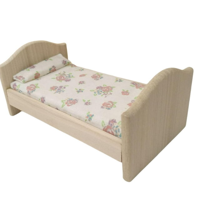 1:12 Cama individual Escena de la vida Muebles de sala de estar Decoración perfke Cama de casa de muñecas