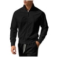 thumbnail image 2 of Qingpeng Mens Full Zipper Stand Collar Track Jacket Lightweight Raglan Sleeve Athletic Tops Ribbed Cuffs Casual Sports Jacket, 2 of 5