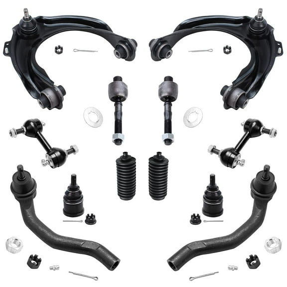 Detroit Axle - 12pc Front End Suspension Kit for Acura 2004-2008 TSX, 2003-2007 Honda Accord, Upper Control Arms Lower Ball Joints Tie Rods Sway Bars Boots 2005 2006 Replacement