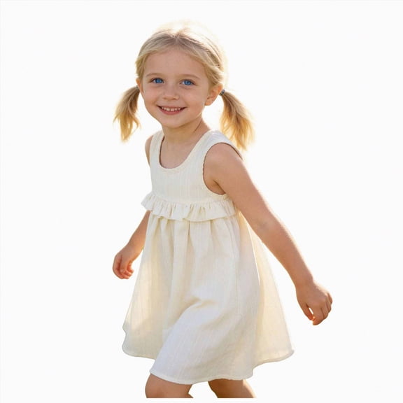 HCNTES Children Baby Kids Summer Floral Dress with Ruffle Trim Casual Beach Dress for Toddler Little Big Kids 12-24M 3T 4T 5T 6T 7T 8T(4-5 Years,H03-White)