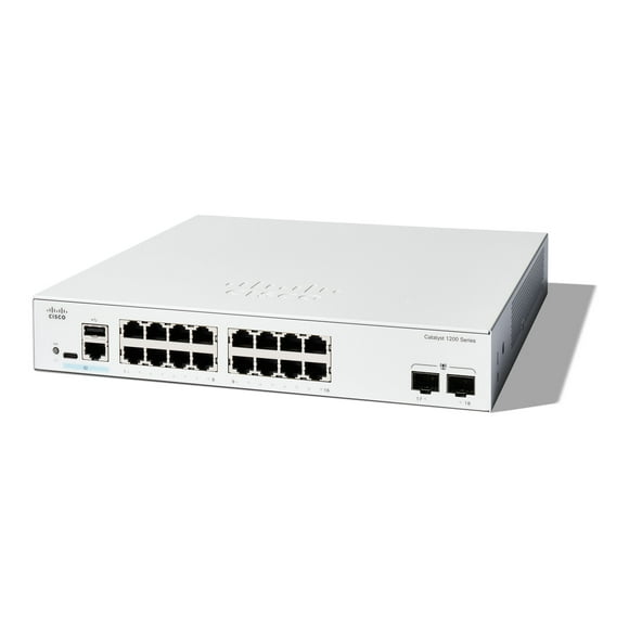 Cisco Catalyst 1200-16T-2G - Switch - L3 - smart - 16 x 10/100/1000 + 2 x Gigabit Ethernet SFP - rack-mountable