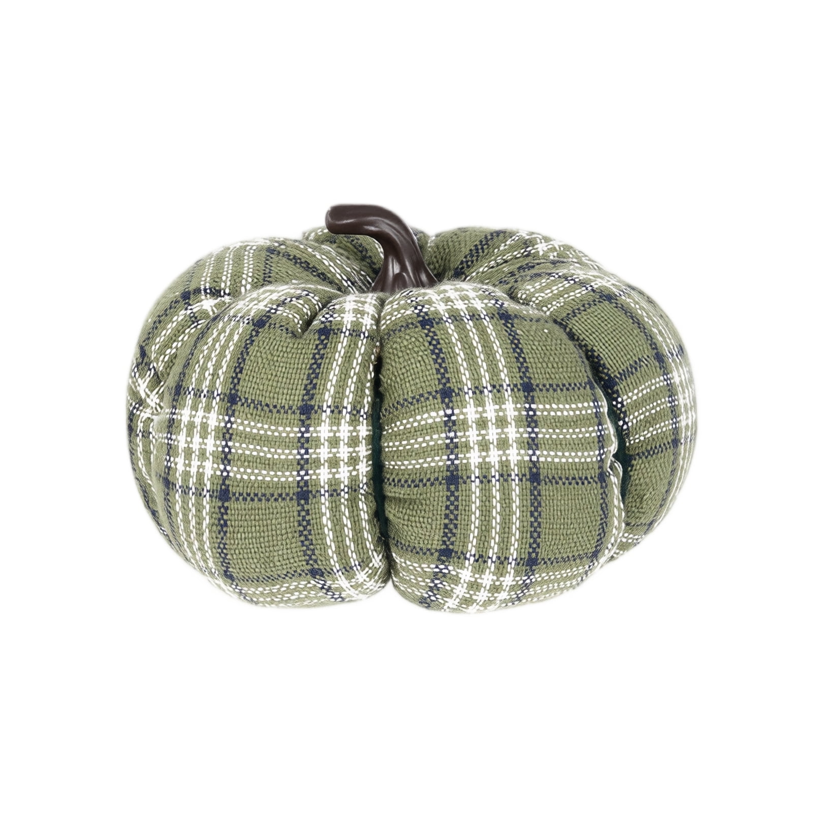 Halloween Pumpkins Decoration with Brown Hobby 1 Piece Green and White Checkered Fabric for Fall Table and Shelf Display Small Autumn Home Decor