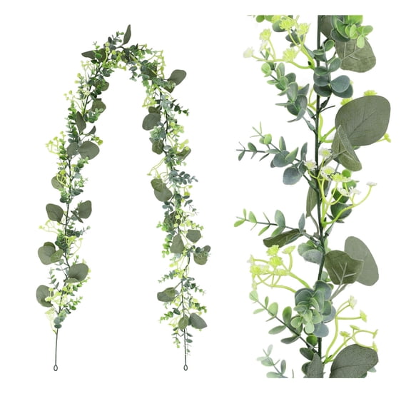 dajkiuy 6Ft Artificial Eucalyptus Christmas Garland, Faux Greenery Garland for Holiday Fireplace Winter Christmas Decor