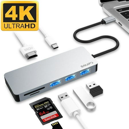 USB C Hub  EQUIPD Aluminum 7 in 1 USB Type C to 4K HDMI Multiport Adapter  1 USB 3.0 / 2 USB 2.0 Ports  87W PD  USB C Hub Multiport Adapter for MacBook Pro/Air HP XPS and Other Type C Devices (Grey) price history on PriceWatchPro