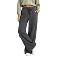 thumbnail image 2 of Sorvello Womens Wide Leg Baggy Sweatpants Fleece Lined Lounge Sweat Pants,Drawstring Sweatpants with Pockets, Fall Winter Dark Gray 2XL, 2 of 7