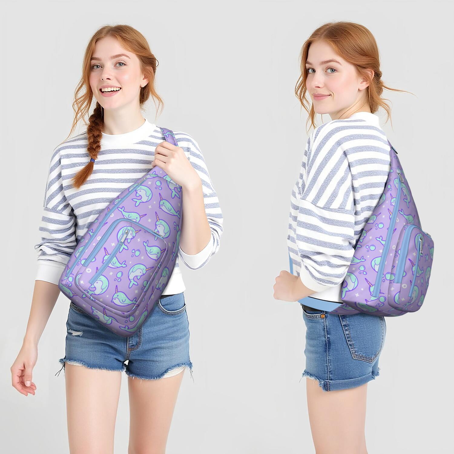 Magical Rainbow Unicorn Sling Bag - Mythical Horse Print Shoulder Backpack (Water-Resistant & Lightweight, Stylish Design)