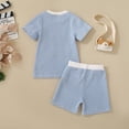 thumbnail image 4 of CAICJ98 Toddler Baby Boy Summer Clothes Birthday Outfit One/Two/Three Letter Embroidery Waffle T-shirt Top Jogger Shorts Set (Light Blue,2-3 Years）, 4 of 7