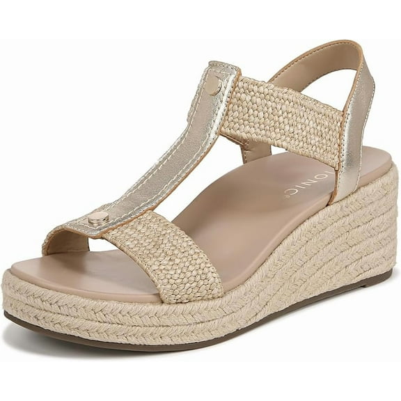 Vionic Women's Calera Ankle Straps Heeled Sandal Gold Metallic 8.5M