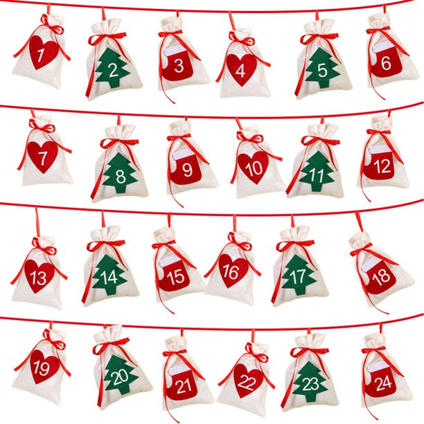 OurWarm Christmas Party Felt Tree Advent Calendar Number Stickers Door Wall Hanging Xmas Decorations for Home New Year 2019