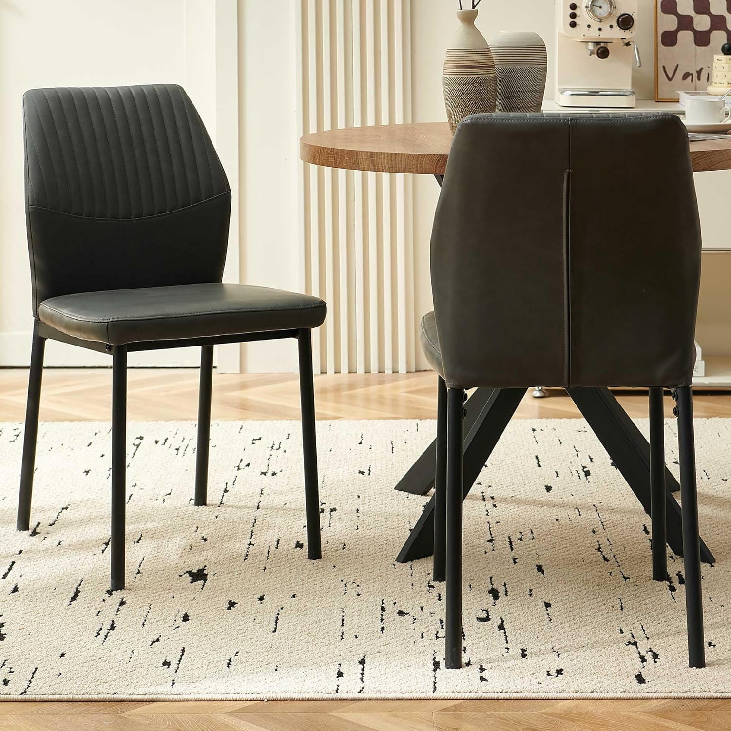 NORDICANA Dining Chairs Set of 4,Modern Leather Home Kitchen Chairs Upholstered for Dining Room, Apartment,Gray