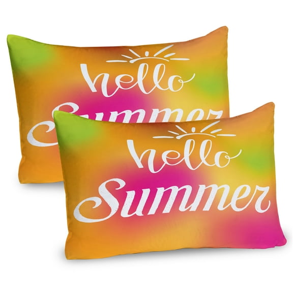 Ambesonne Saying Pillow Sham 2 Pack, Abstract Colorful Summer, 36"x20", Hot Pink Marigold