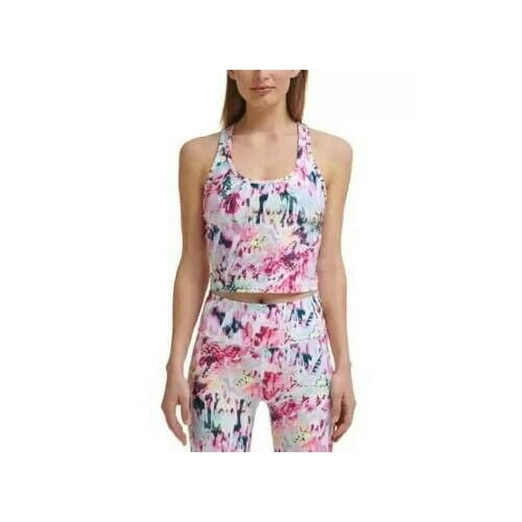 CALVIN KLEIN PERFORMANCE Printed Racerback Cropped Tank Top Pink Size S MSRP $50