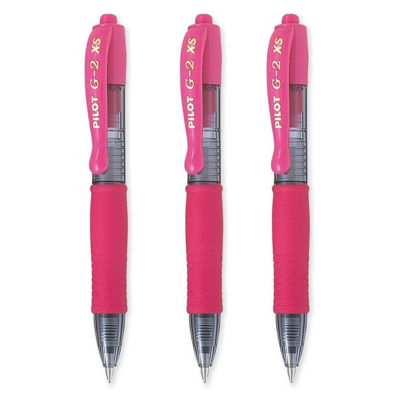 Pilot G2-XS Pixie Retractable Gel Ink Rollerball Pens - 0.7mm Nib - Pink - Pack of 3