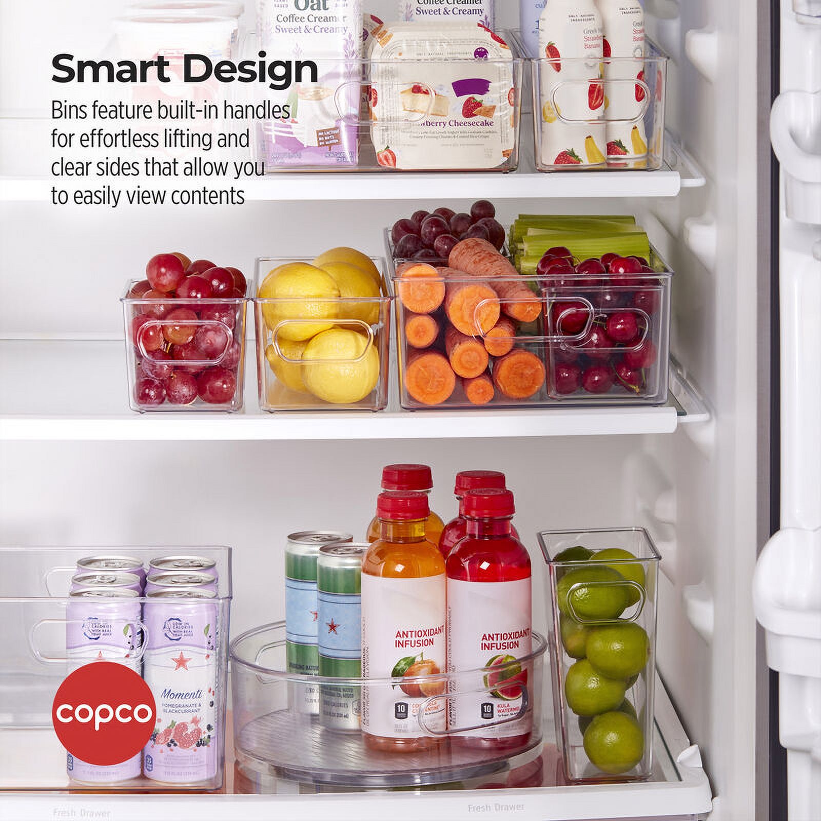 COPCO CLEAR MINI FRIDGE BIN SET OF 4