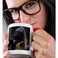 thumbnail image 2 of 3drose, Newfoundland Dog with Pearl Earring Golden Age Painting, 15oz Two-tone Red Mug, 2 of 6