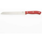 Oster Evansville 14 Piece Stainless Steel Cutlery Set with Red Plastic Handle and Black Rubber Wood Block