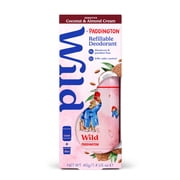 Wild Refillable Deodorant Starter Pack – Aluminum Free. Paddington Case + Coconut & Almond Cream Sensitive Refill, for Women and Men, 1.4oz