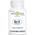thumbnail image 2 of Bio-Tech Pharmacal D3-5 (5000 IU), 250 Vegetable Capsules – All-Natural Supplement – Supports Bone & Immune Health – No Dairy, Fish, Gluten, Peanut, Shellfish, & Soy, 2 of 4