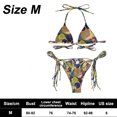thumbnail image 2 of Traje de baño estampado floral para mujer Conjunto de bikini atrevido de corte alto con cordón anudado y aros, 2 of 5