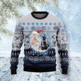 thumbnail image 3 of Suéter feo de punto divertido de Navidad de algodón con diseño de Papá Noel para mascotas, suéter informal vintage de invierno estilo Harajuku, jersey retro de manga larga con impresión 3D, 3 of 5