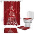 thumbnail image 2 of FMSHPON Merry Christmas 4 Piece Bathroom Set Shower Curtain Bath Rug Contour Mat and Toilet Lid Cover, 2 of 8