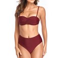 thumbnail image 1 of Traje de baño de mujer de 2 piezas de bikini cómodo de cintura alta de color sólido estilo playa OAVQHLG3B Store lin121212, 1 of 4