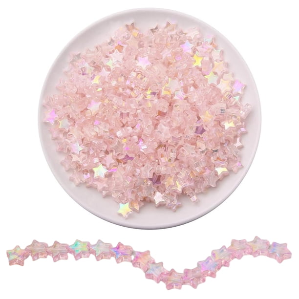 Apuakthei Star Beads, 300 piezas de cuentas de estrella acrílicas de color rosa, lindas cuentas de estrella pastel para hacer joyas, manualidades, collares, pulseras y pendientes